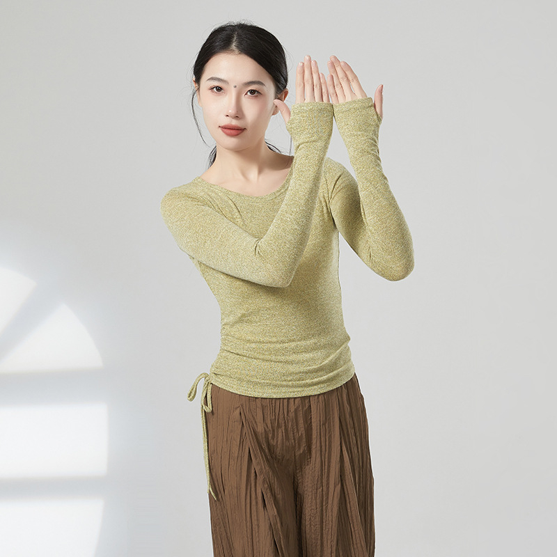 Moderno plesno treniranje top s vezom na dugim rukavima, baršunasta tkanina, mješavina poliestera-viskoze-elastana (63%/32%/5%), pogodno za pozornicu