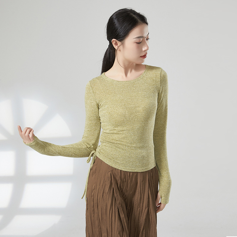 Moderno plesno treniranje top s vezom na dugim rukavima, baršunasta tkanina, mješavina poliestera-viskoze-elastana (63%/32%/5%), pogodno za pozornicu