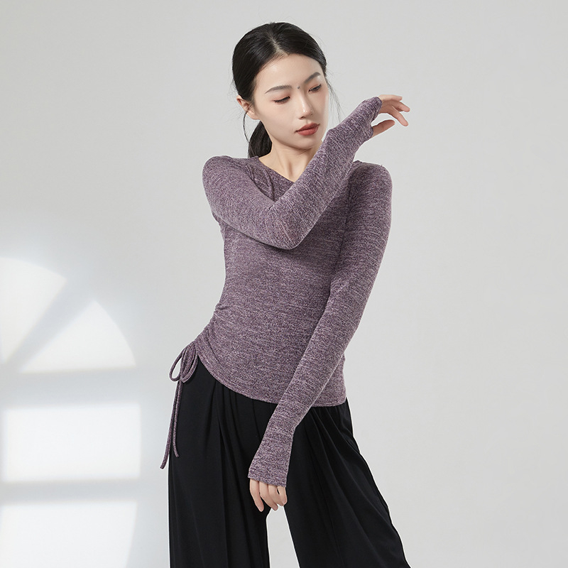 Moderno plesno treniranje top s vezom na dugim rukavima, baršunasta tkanina, mješavina poliestera-viskoze-elastana (63%/32%/5%), pogodno za pozornicu