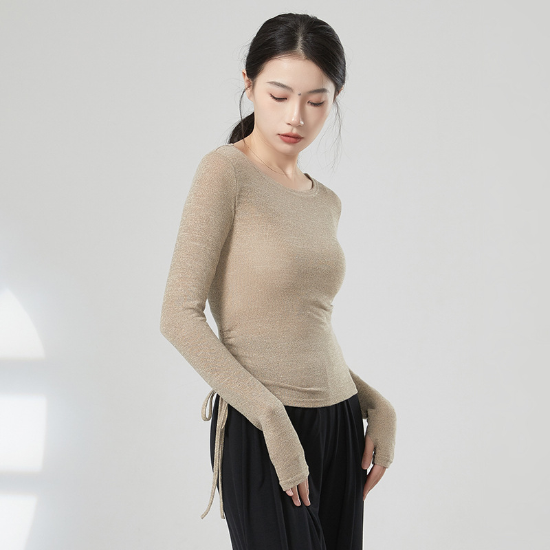 Moderno plesno treniranje top s vezom na dugim rukavima, baršunasta tkanina, mješavina poliestera-viskoze-elastana (63%/32%/5%), pogodno za pozornicu