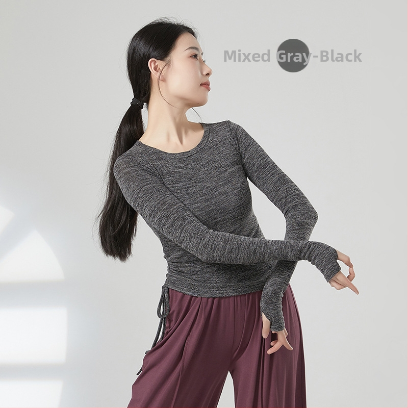 Moderno plesno treniranje top s vezom na dugim rukavima, baršunasta tkanina, mješavina poliestera-viskoze-elastana (63%/32%/5%), pogodno za pozornicu