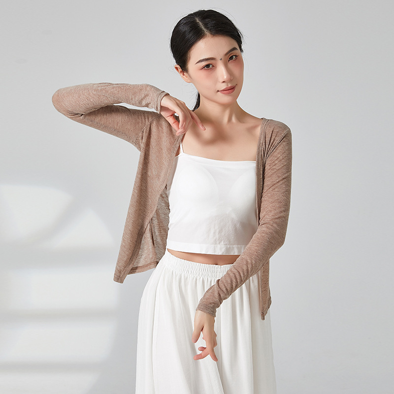 Női tánc kardigán, bő szabás, bordázott poliészter anyag, 80% poliészter, alkalmas színpadra és különböző táncstílusokra