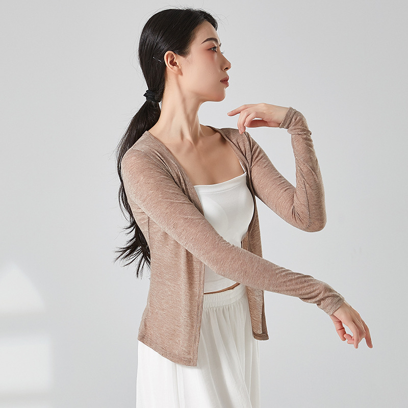 Női tánc kardigán, bő szabás, bordázott poliészter anyag, 80% poliészter, alkalmas színpadra és különböző táncstílusokra