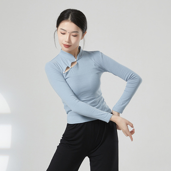 Ženski plesni top za klasični kineski ples i moderni ples, pamučno-elastanska mješavina