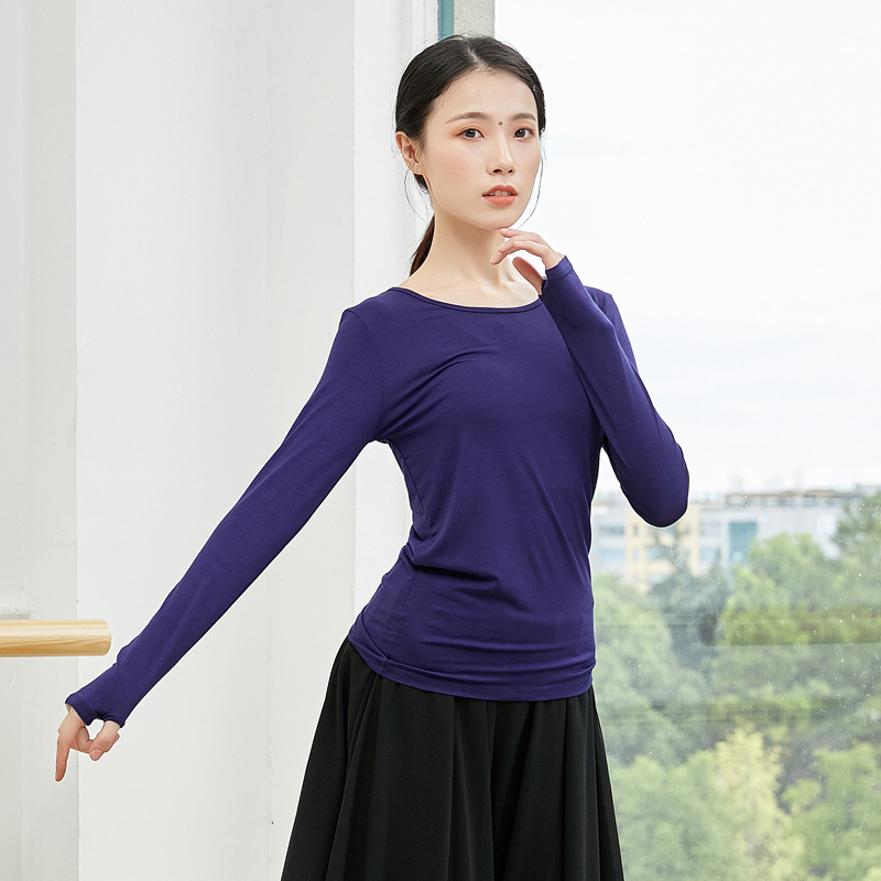 Debljana moderna plesna haljina s dugim rukavima i zatvaranjem na palac, materijal rayon modal (viskozna) 93%, podstava rayon modal 93%