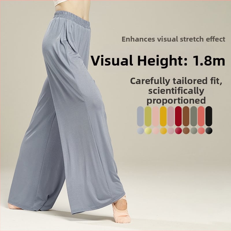 Pantalone za ples od modalne tkanine, visok pojas, široke hlače, elastične, za žene, za moderni ples i balet.
