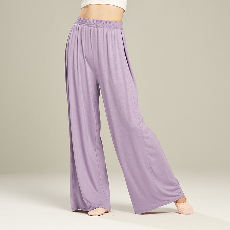Pantalone za ples od modalne tkanine, visok pojas, široke hlače, elastične, za žene, za moderni ples i balet.
