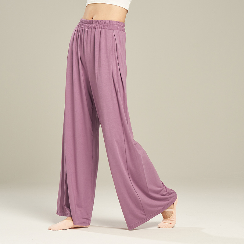Pantalone za ples od modalne tkanine, visok pojas, široke hlače, elastične, za žene, za moderni ples i balet.