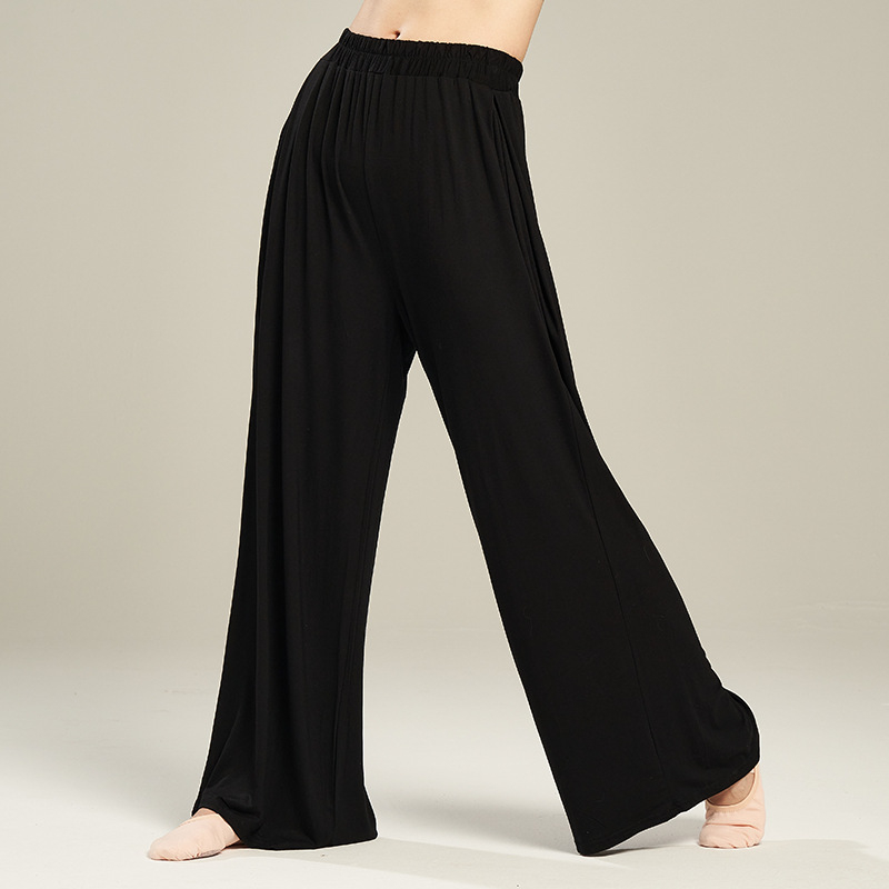 Pantalone za ples od modalne tkanine, visok pojas, široke hlače, elastične, za žene, za moderni ples i balet.