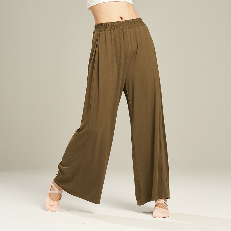Pantalone za ples od modalne tkanine, visok pojas, široke hlače, elastične, za žene, za moderni ples i balet.