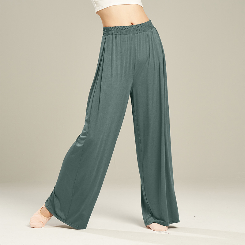 Pantalone za ples od modalne tkanine, visok pojas, široke hlače, elastične, za žene, za moderni ples i balet.