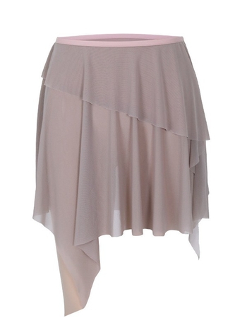 Odrasla baletna suknja s asimetričnom elastičnom mrežom, najlon materijal s podstavom od spandeksa, pogodna za balet i folklorni ples