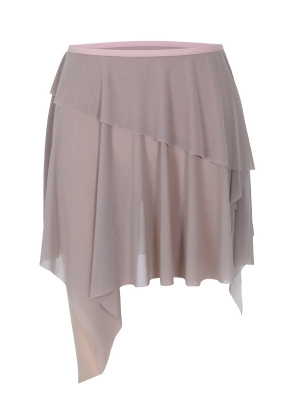Odrasla baletna suknja s asimetričnom elastičnom mrežom, najlon materijal s podstavom od spandeksa, pogodna za balet i folklorni ples