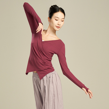 Модерен танцов топ за жени, слим-фит, вискозен плат 92% с вискозна подплата 92%, всесезонен, за сценични изпълнения, балет и народни танци