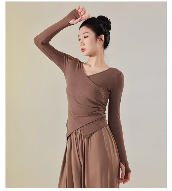 Модерен танцов топ за жени, слим-фит, вискозен плат 92% с вискозна подплата 92%, всесезонен, за сценични изпълнения, балет и народни танци