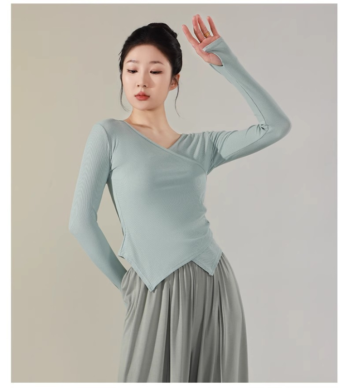 Модерен танцов топ за жени, слим-фит, вискозен плат 92% с вискозна подплата 92%, всесезонен, за сценични изпълнения, балет и народни танци