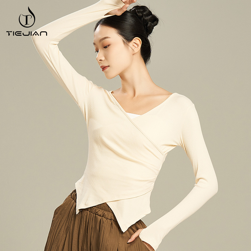 Модерен танцов топ за жени, слим-фит, вискозен плат 92% с вискозна подплата 92%, всесезонен, за сценични изпълнения, балет и народни танци