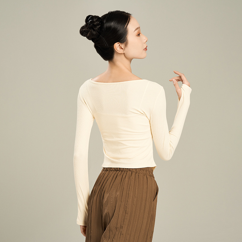 Модерен танцов топ за жени, слим-фит, вискозен плат 92% с вискозна подплата 92%, всесезонен, за сценични изпълнения, балет и народни танци