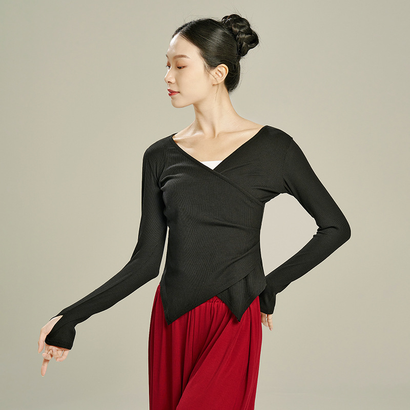 Модерен танцов топ за жени, слим-фит, вискозен плат 92% с вискозна подплата 92%, всесезонен, за сценични изпълнения, балет и народни танци