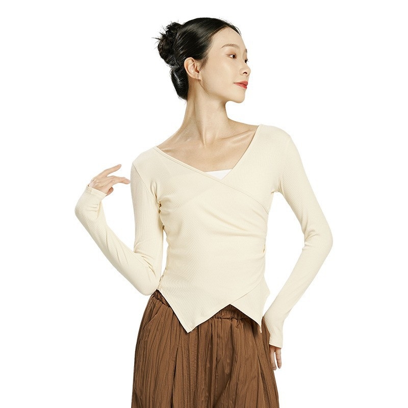 Модерен танцов топ за жени, слим-фит, вискозен плат 92% с вискозна подплата 92%, всесезонен, за сценични изпълнения, балет и народни танци