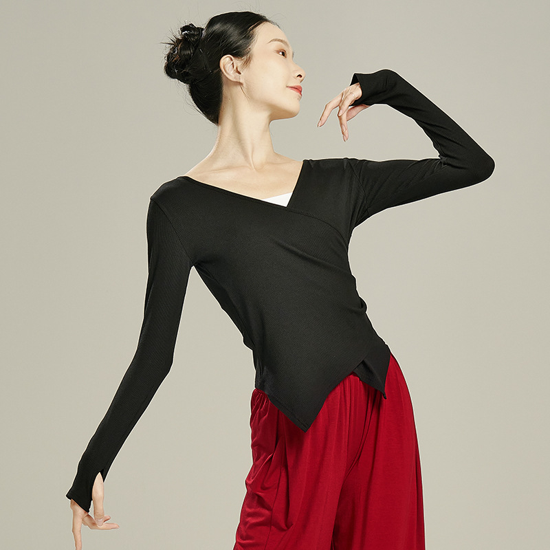 Модерен танцов топ за жени, слим-фит, вискозен плат 92% с вискозна подплата 92%, всесезонен, за сценични изпълнения, балет и народни танци