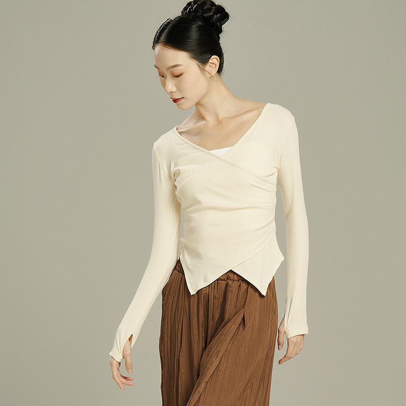 Модерен танцов топ за жени, слим-фит, вискозен плат 92% с вискозна подплата 92%, всесезонен, за сценични изпълнения, балет и народни танци