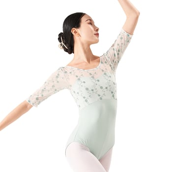 Body de dans pentru femei, modern, floral, din nylon cu căptușeală de spandex, costum de scenă balet