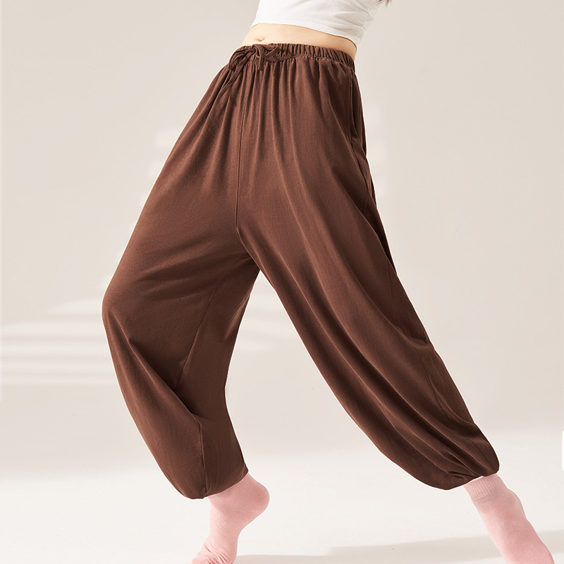 Iron Arrow Танцови панталони за възрастни жени за балет - модерен стил, висока талия, прави крачоли, памучна материя