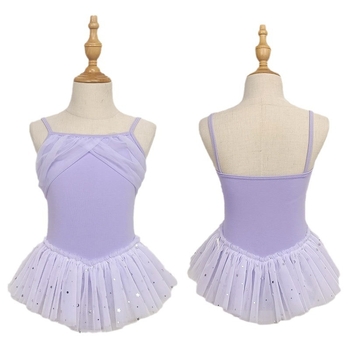 Rochie de balet pentru copii pentru antrenament cu panouri din plasă cu paiete, bumbac tratat, pentru 3–8 ani, primăvara 2024