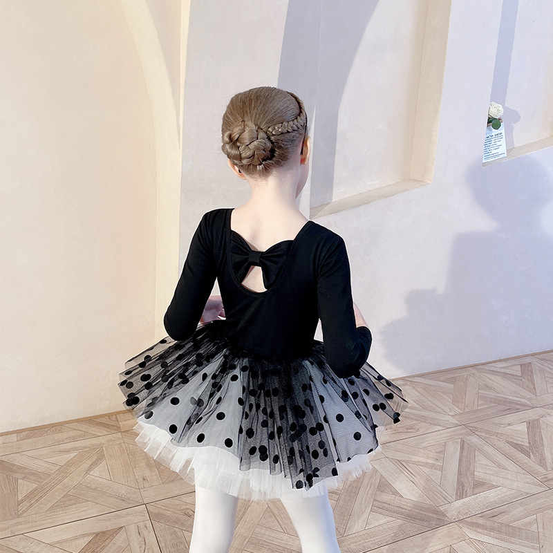 Set de antrenament pentru balet copii, mâneci lungi, toamnă, 95% bumbac, design cu două piese