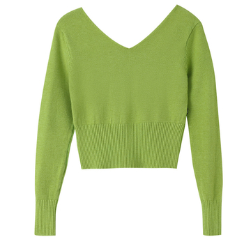 Pulover pentru copii pentru balet, din fir cu nucleu 100% blană de iepure, guler în V dublu, finisaj moale, în stil coreean, pentru fete 3–8 ani.