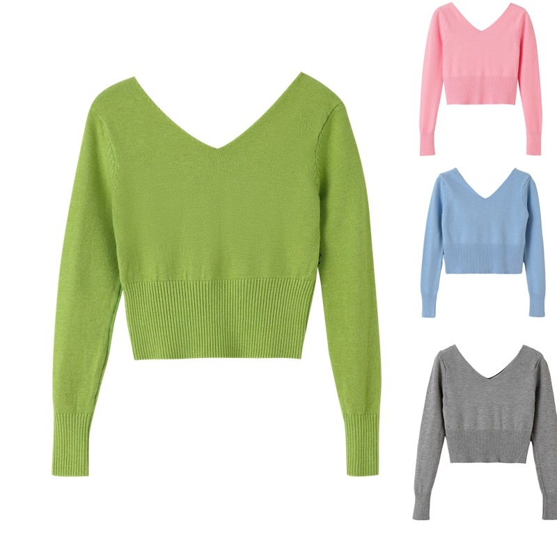 Pulover pentru copii pentru balet, din fir cu nucleu 100% blană de iepure, guler în V dublu, finisaj moale, în stil coreean, pentru fete 3–8 ani.