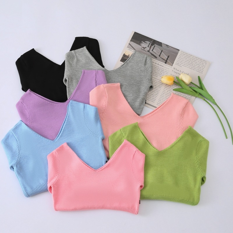 Pulover pentru copii pentru balet, din fir cu nucleu 100% blană de iepure, guler în V dublu, finisaj moale, în stil coreean, pentru fete 3–8 ani.