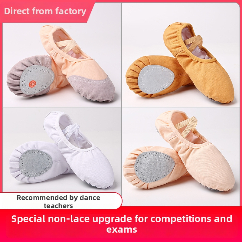 Deti baletové tanečné topánky – plátená vrchná časť, kožená podrážka, šnúrky, unisex, na balet