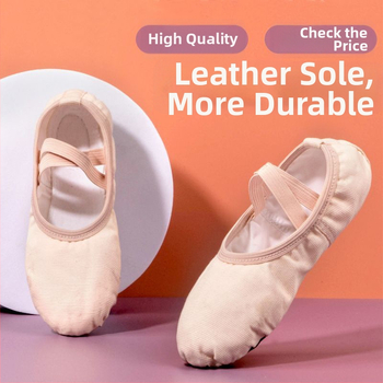 Dječje baletanke bez šnala za djevojčice - gornji dio od pamuka, potplat od kravlje kože, otporne na habanje