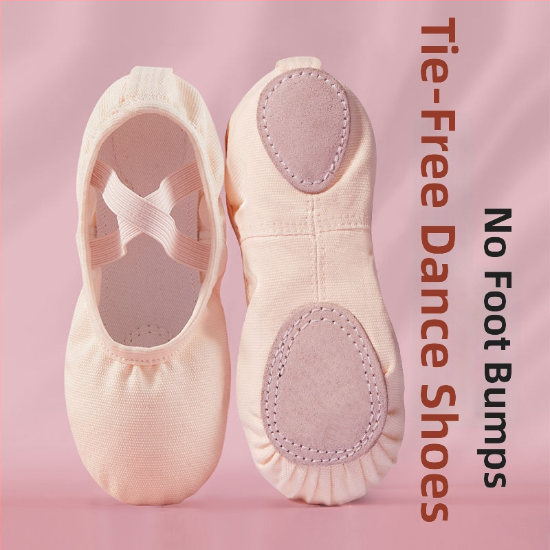 Dječje baletanke bez šnala za djevojčice - gornji dio od pamuka, potplat od kravlje kože, otporne na habanje