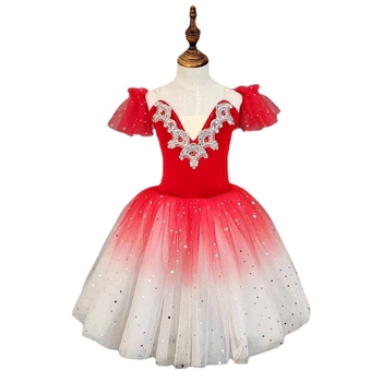 Dječja baletna haljina za izvedbu s tutu suknjom, stil princeze, 40% elastan, brušena završna obrada tkanine