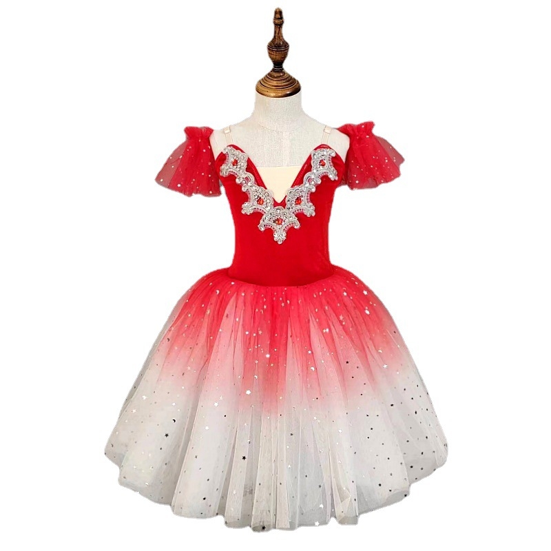 Dječja baletna haljina za izvedbu s tutu suknjom, stil princeze, 40% elastan, brušena završna obrada tkanine