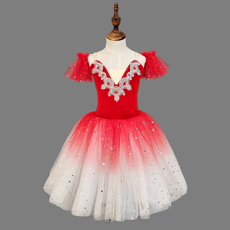 Dječja baletna haljina za izvedbu s tutu suknjom, stil princeze, 40% elastan, brušena završna obrada tkanine