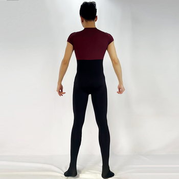 Set de îmbrăcăminte pentru balet masculin: leotard cu picioare acoperite, ciorapi și top de antrenament cu mâneci scurte pentru spectacole și antrenament. Material: amestec de nailon, 85% nailon. Potrivit pentru toate sezoanele, model monocrom