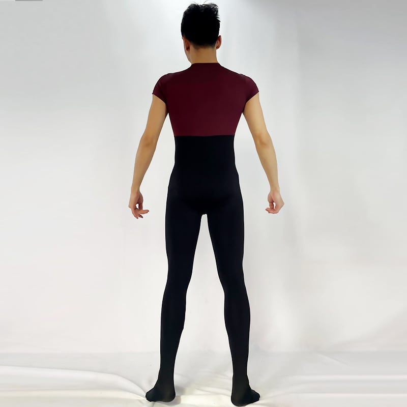 Set de îmbrăcăminte pentru balet masculin: leotard cu picioare acoperite, ciorapi și top de antrenament cu mâneci scurte pentru spectacole și antrenament. Material: amestec de nailon, 85% nailon. Potrivit pentru toate sezoanele, model monocrom