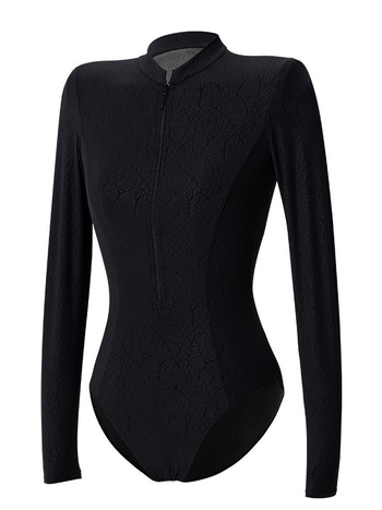 Bodi baleta za odrasle žene, dugi rukavi, stojeći ovratnik, zip, materijal najlon-elastin (78/22) s podstavom elastana, za jesen/zimu balet trening