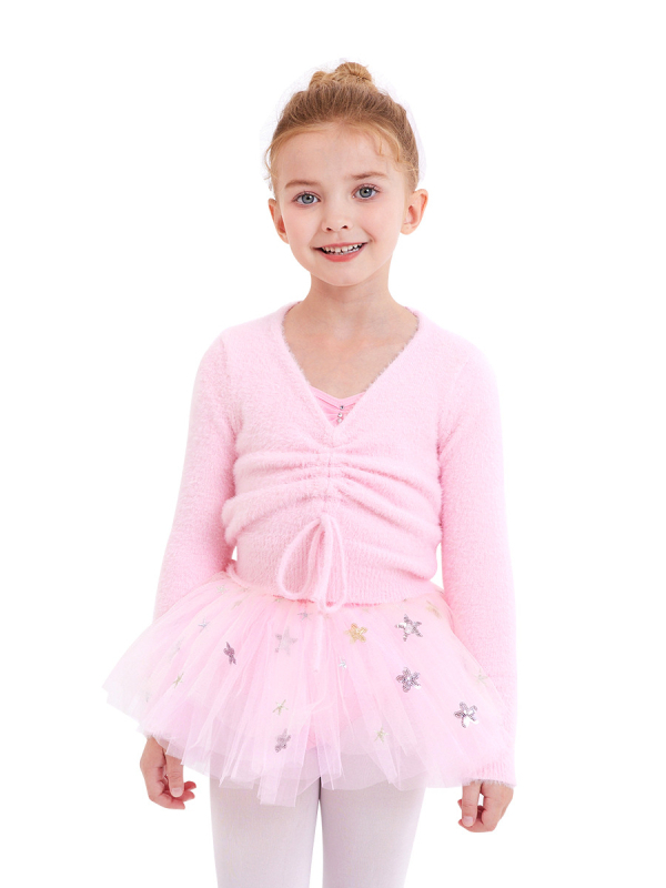 Dječja baletna jakna za jesen-zimu s mink velurom i fleeceom, dugi rukavi