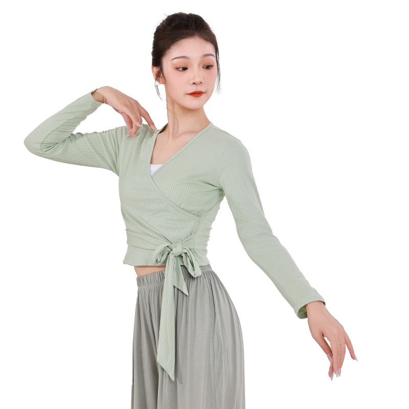 Ženski top za moderne plesove s trakama, vitki bodi za balet, jogu i svakodnevni trening