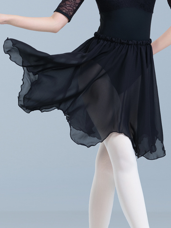 Fustă de balet pentru adulți – fustă midi din sifon, talie elastică, căptușeală poliester, potrivită pentru balet și dans modern (șifon midi, talie elastică, căptușeală poliester, 100% poliester)