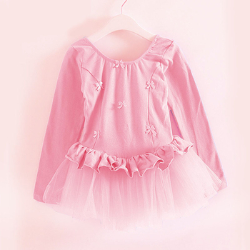 Gyerek balett ruha hálós hosszú ujjú edzőruha, hercegnő stílus, 95% pamut, 3–8 éveseknek