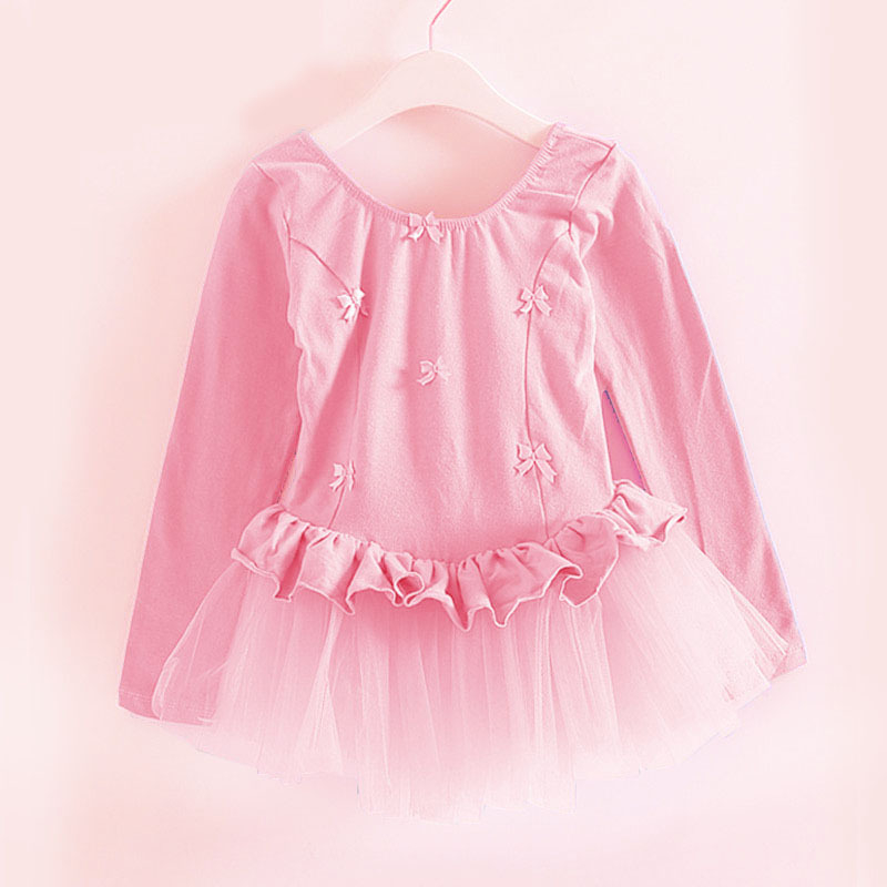 Gyerek balett ruha hálós hosszú ujjú edzőruha, hercegnő stílus, 95% pamut, 3–8 éveseknek