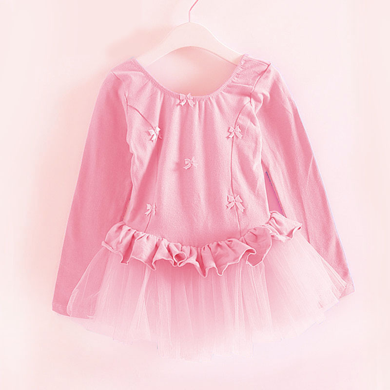 Gyerek balett ruha hálós hosszú ujjú edzőruha, hercegnő stílus, 95% pamut, 3–8 éveseknek