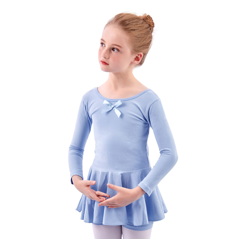 Két darabos balettkészlet lányoknak: osztott tutu szoknya és hosszú ujjú body, pamut 93,2%, koreai stílus, 3-8 éveseknek, 2025 őszi megjelenés