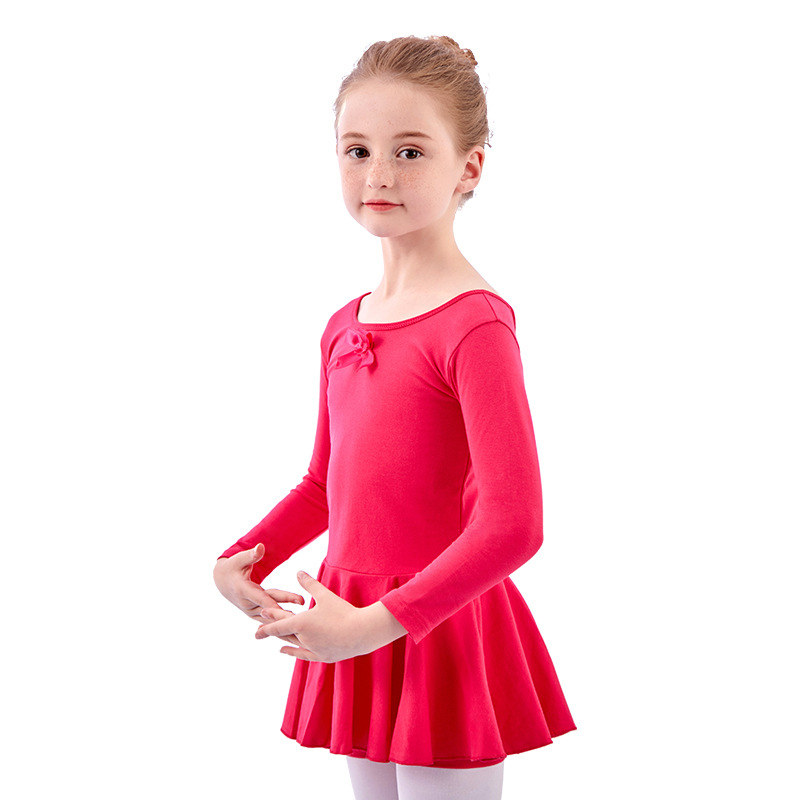 Két darabos balettkészlet lányoknak: osztott tutu szoknya és hosszú ujjú body, pamut 93,2%, koreai stílus, 3-8 éveseknek, 2025 őszi megjelenés
